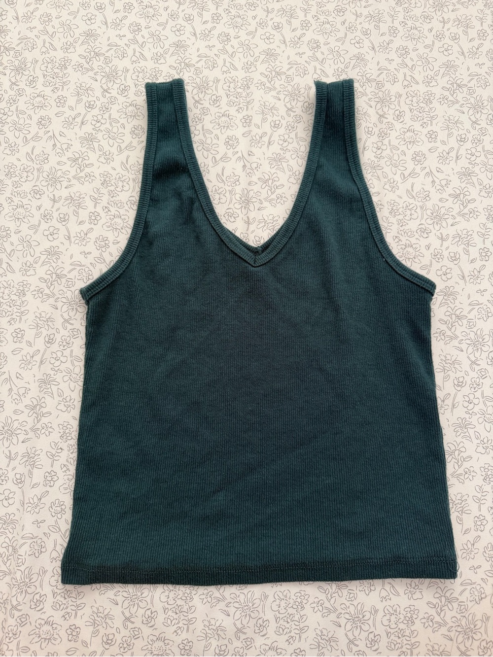 Women’s Deep Teal Ribbed V-Neck Tank Top